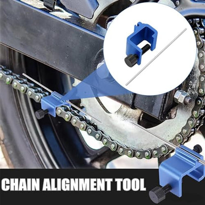 Generic 1Pcs Motorcycle Chain Alignment Tool, Aluminium Alloy Chain Adjusting Tool, Quick Accurate Alignment Tool, Chain Alignment Tool for Motorbike Bikes ATV, Blue, JH4Q2KL1R2M6V1TST7