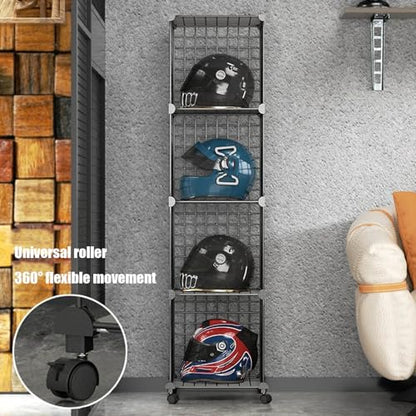 Motorcycle Football Helmet Display Case Cabinet Holder Rack,floor-standing Metal Fireman's Helmet Large Display Holder，retail Hard Hat Baseball Hats Display Stand,stackable Modular Shelves