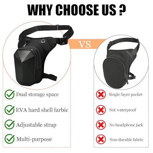 Motorcycle Leg Bag For Men EVA Hard Shell Thigh Bag Drop Leg Bag With Removable Leg Straps Multifunctional Gear Bags For Cycling Hiking Travel Outdoor