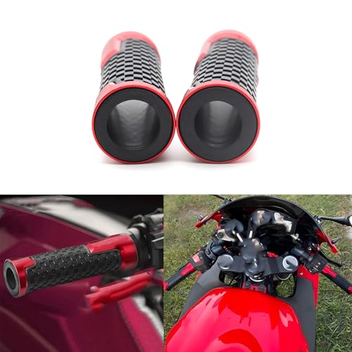 Motorcycle Handlebar Grips,CNC Aluminum Rubber Hand Grips Red