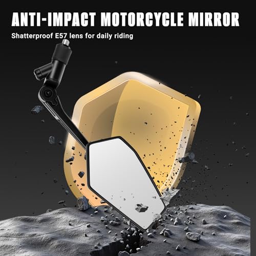 Motorcycle Mirrors For Handlebars With Phone Mount, Impact-Resistant ATV Mirrors, Adjustable Universal Rear View Mirrors Compatible With Honda Yamaha Suzuki Kawasaki E-Bike ATV Mopeds Scooter Cruiser