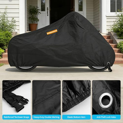 300D Motorcycle Cover Waterproof Outdoor, 96.5 inch Fits for Harley Davidson Sportster Iron 883/1200, Forty-Eight, Nightster, Nightster Special, Street 500/750, Honda Rebel 300/500/1100, Black - size: 96.5 inch