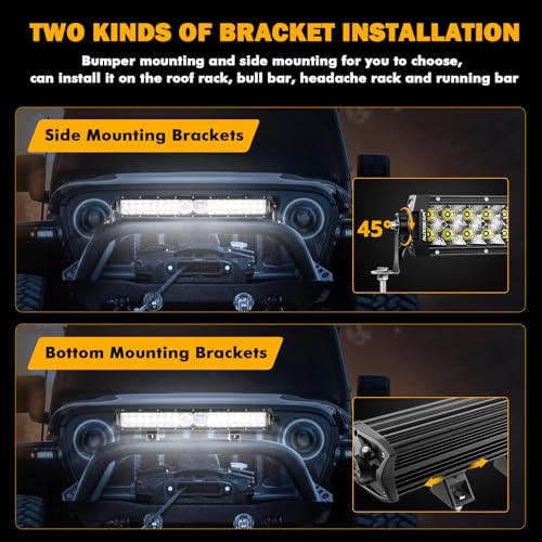 Auxbeam 22 Inch LED Light Bar, 5D-PRO Series 180W Waterproof Dual Row Spot Flood Combo Off Road Driving Lights, Auxiliary Bumper Work Lights with 10FT Wiring Harness for Car SUV UTV ATV Pickup Truck - size: 22" 180W