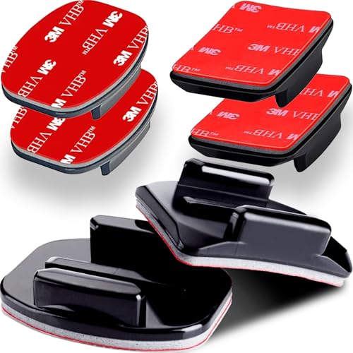 Adhesive Mounts - 3X Curved & 3X Flat Mounts with 3M Sticky Pads - for Your Helmet/Bike/Board/Car - Compatible with All GoPro Hero 13/12/11/10/9/8/7/6/5/4/3+/3/2/1 Models - 1 Year Warranty