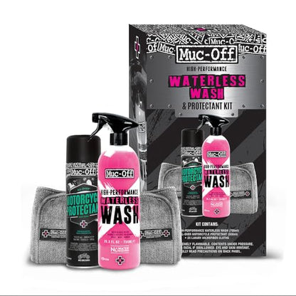 Muc-Off Motorcycle Waterless Wash & Protectant Kit - Motorcycle Cleaning Kit, Motorcycle Detailing Kit - Includes Waterless Wash and Protection Spray