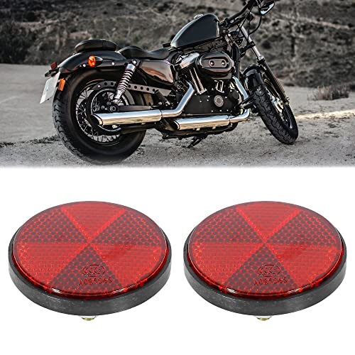 F FIERCE CYCLE M6x1.0 Round & M5x0.8 Rectangle Red Plastic Universal Screw Mount Reflective Warning Reflector for Motorcycle Bike