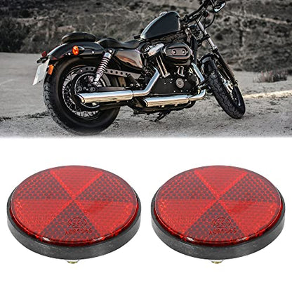 F FIERCE CYCLE M6x1.0 Round & M5x0.8 Rectangle Red Plastic Universal Screw Mount Reflective Warning Reflector for Motorcycle Bike