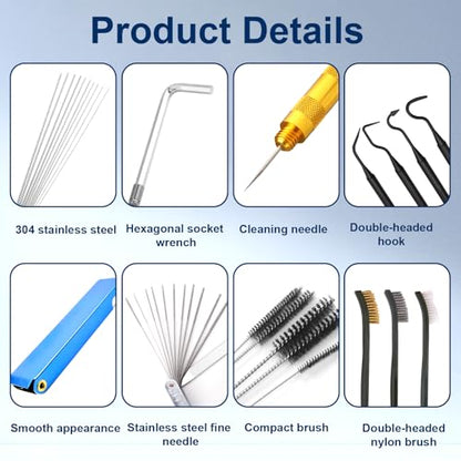 11 Pack Carb Cleaning Kit, Torch Tip Dirt Removal Set for Jets Nozzles Orifices, Throttle Body Tools for Chainsaw Motorcycle ATV Carb Welding Stove Shower Head Maintenance - style: 36 Needles & 8 Brushes & Wrench & 5 Picks