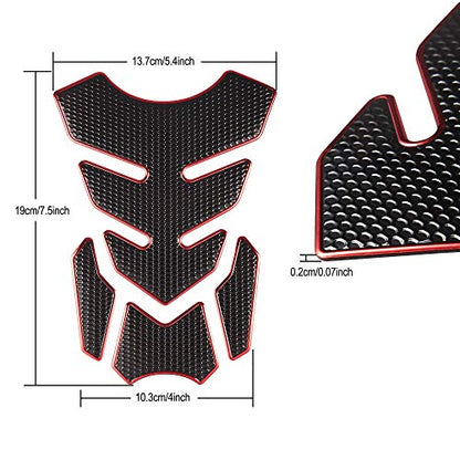 TOMALL 3D Gas Protector - Soft Rubber Tank Pad Decal, Anti Slip Waterproof Motorcycle Sticker (Red) - color: Red