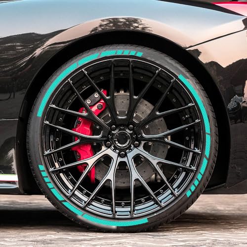 12PCS Reflective Car Wheel Stickers, Night Safety Warning Bicycle Stickers, Anti-Scratch Reflective Rim Decals for Car Motorcycle Cycling Bike (Mint Green) - color: Mint Green