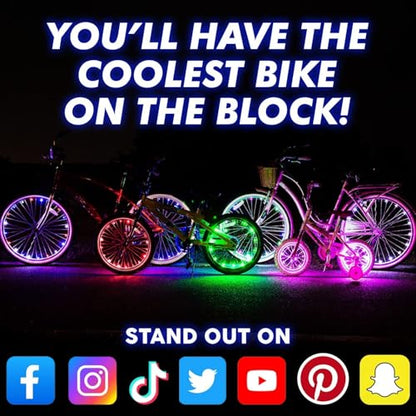 Activ Life 2-Tire Pack LED Bike Wheel Lights with Batteries Included, Get 100% Brighter and Visible from All Angles for Ultimate Safety and Style - color: Color-Changing