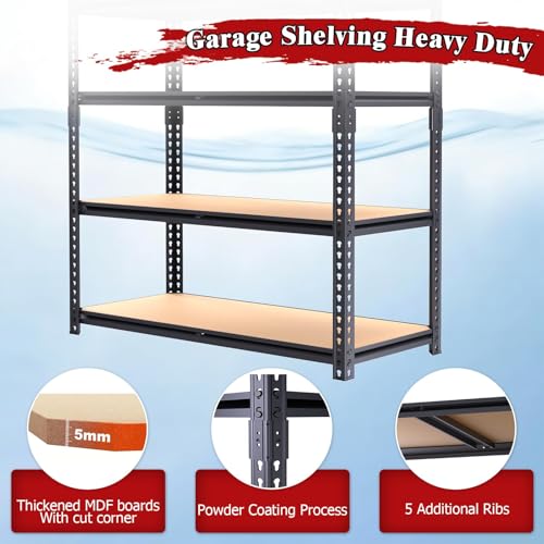 72" H Garage Shelves,Garage Storage Shelves Heavy Duty,2400LBS Heavy Duty Garage Shelving,Adjustable 5 Tier Shelving for Garage Storage,Warehouse,16"x35.5"x72" - size: 72" H x 35.5" W x 16" D
