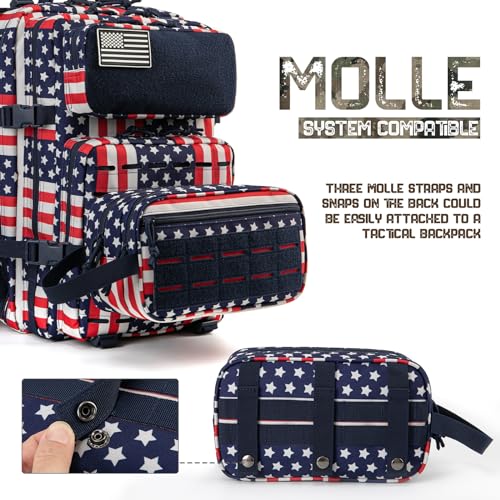 QT&QY Tactical Toiletry Bag For Men Hygiene Bag EDC Military Tool Molle Pouches Small Dopp Kit Mens Shaving Kit Travel shower Bags Star-Spangled - color: 1 US Star-Spangled