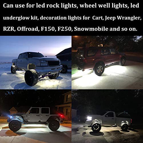 6 Pods LED Rock Lights for Jeep ATV UTV SUV Off Road Wheeler Truck Boat Underbody Glow Trail Rig Lighting Lamp Underglow LED Neon Lights Bright Reverse Waterproof 12V-24V - White - color: White, size: 6Pack LED Rock Light