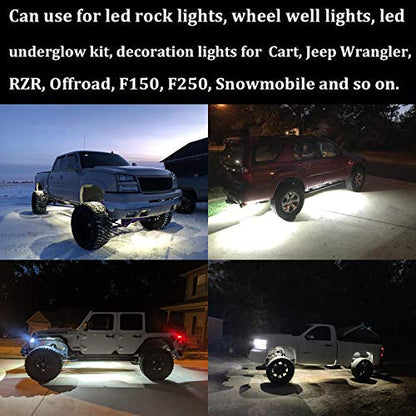 6 Pods LED Rock Lights for Jeep ATV UTV SUV Off Road Wheeler Truck Boat Underbody Glow Trail Rig Lighting Lamp Underglow LED Neon Lights Bright Reverse Waterproof 12V-24V - White - color: White, size: 6Pack LED Rock Light
