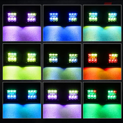 RGBW Flush Mount LED Lights, OFFROADTOWN 5inch 60W RGBW LED Driving Work Flush Fog Off Road Lights for Truck Pickup UTV ATV SUV Boat 4x4 Car - color: 5inch_RGBW Flush