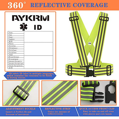 AYKRM 9 color High Visibility Reflective Vest Running Gear High Vis Adjustable Safety Vest - color: Yellow