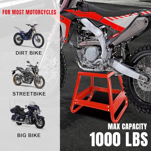 Big RED Motorcycle Stand Lift Dirt Bike Stand, 1000LBS Capacity Universal Detachable Maintenance Motorcycle Stand, Fit for Kawasaki Honda Yamaha - size: red dirt bike stand