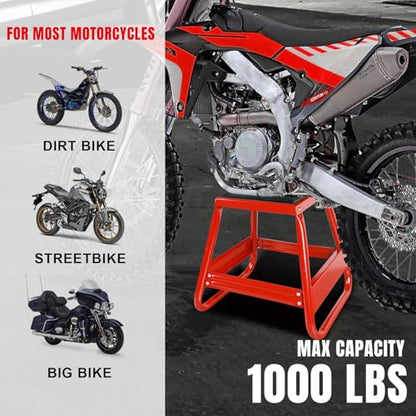Big RED Motorcycle Stand Lift Dirt Bike Stand, 1000LBS Capacity Universal Detachable Maintenance Motorcycle Stand, Fit for Kawasaki Honda Yamaha - size: red dirt bike stand