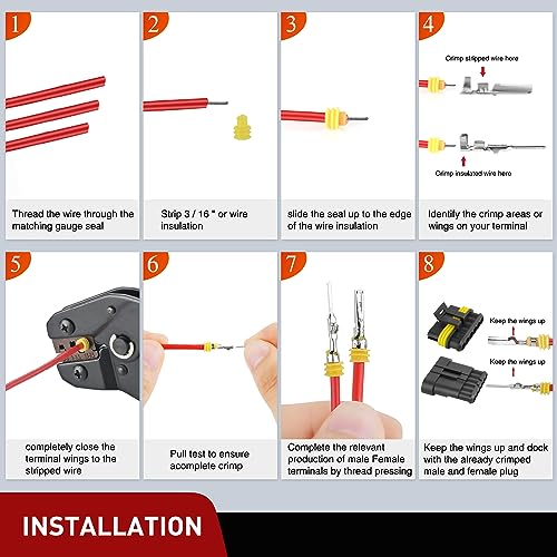 Nilight 260PCS 6 Pin Electrical Connector ‎Plug Male Female Terminal Wire Waterproof Connectors 6 Way Automotive Connect Set for Car Truck Motorcycle Marine Boat 10 Sets - size: 6Pin Connector 200Pcs