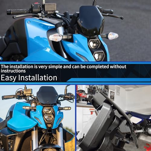 Motorcycle Windscreen PC Plastic Front Fairing Windscreen Wind Screen Windshield Spoiler Air Deflector Compatible with Suzuki GSX-8S 2024-2025 (Black) - color: Black
