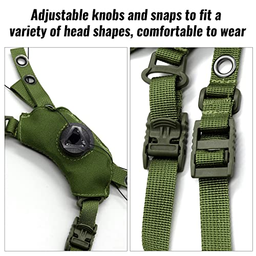 Tactical Helmet Chin Strap Adjustable Dial 4 Points Suspension System with Bolts and Screws for Tactical Fast MICH Bump Helmet Accessory - color: Green