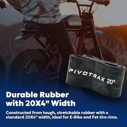 PIVOTRAX Motorcycle Rim Strip (2 Pack) – Size :12" 14" 16" 17" 18" 19" 20" 21" Durable Rubber Rim Tape with Valve Stem Hole, Tube Protection, Compatible with E-Bike Dirt Bike - size: 20"