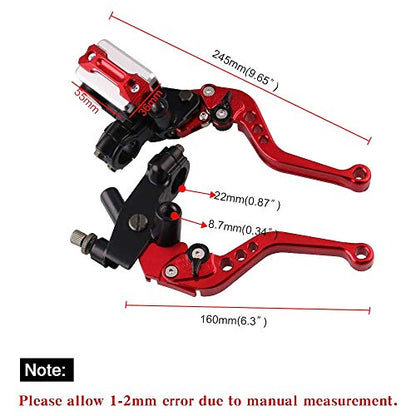 PACEWALKER Universal Motorcycle 7/8" 22mm Handlebar Brake Master Cylinder Clutch Lever CNC Left & Right Set for Honda Kawasaki Suzuki Yamaha red - color: Red