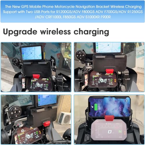 The New GPS Mobile Phone Motorcycle Navigation Bracket Wireless Charging Support with Two USB Ports for R1200GS/ADV F800GS ADV F700GS/ADV R1250GS/ADV CRF1000L F850GS ADV S1000XR F900R