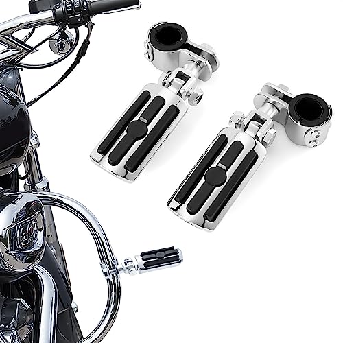 Highway FootPegs Fit for Motorcycle 1 inch to 1 1/3 inch with Engine Guard, Highway Footrest for Harley Indian Yamaha Honda Suzuki (Silver) - color: Silver