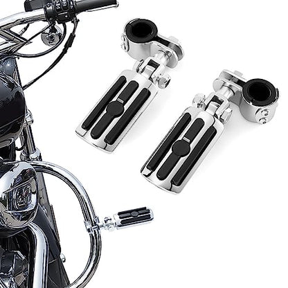 Highway FootPegs Fit for Motorcycle 1 inch to 1 1/3 inch with Engine Guard, Highway Footrest for Harley Indian Yamaha Honda Suzuki (Silver) - color: Silver