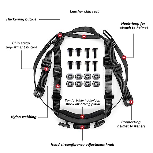 Tactical Helmet Chin Strap Adjustable Dial 4 Points Suspension System with Bolts and Screws for Tactical Fast MICH Bump Helmet Accessory - color: Style 2-Black