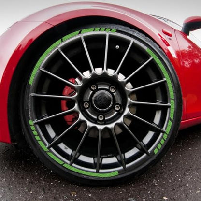 12PCS Reflective Car Wheel Stickers, Night Safety Warning Bicycle Stickers, Anti-Scratch Reflective Rim Decals for Car Motorcycle Cycling Bike (Green) - color: Green