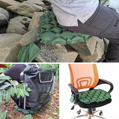 TRIWONDER Ultralight Inflatable Seat Cushion Seat Pad, Easy to Inflate & Deflate Compact Air Pad with Storage Bag for Camping Hiking Fishing Office Airplane Stadium Car (Grey) - color: Grey