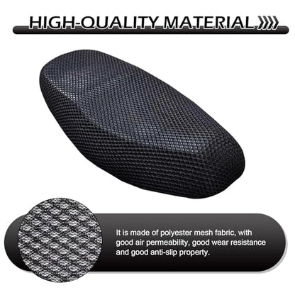 1 PC Motorcycle Seat Cover, Insulated Breathable Moped Seat Cover, 37.4x23.6In Soft Honeycomb Anti-slip Cushion, Universal Motorcycle Scooter Moped Protector (Black #L)