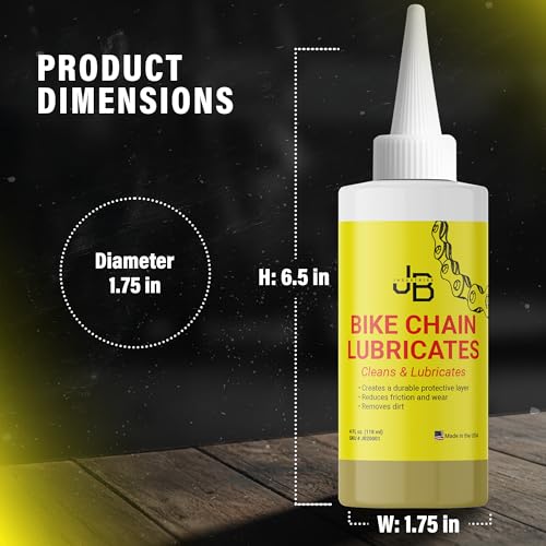 JB Industries Bike Chain Dry Lubricant, 4 oz – Long‑Lasting Bicycle Chain Lube for Dry & Dusty Conditions – Reduces Friction & Noise – Quick‑Drying Formula with Precision Drip Applicator