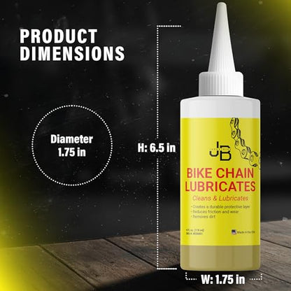 JB Industries Bike Chain Dry Lubricant, 4 oz – Long‑Lasting Bicycle Chain Lube for Dry & Dusty Conditions – Reduces Friction & Noise – Quick‑Drying Formula with Precision Drip Applicator