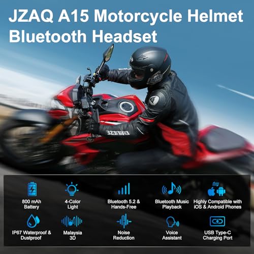 Motorcycle Helmet Bluetooth Headset Speaker,Outdoor Motorcycle Helmets with Noise Cancellation Ultra-Thin Wireless Bluetooth Headphones Riding/Skiing/Sport 1000mAh IP67 Waterproof