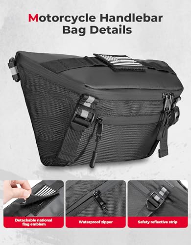 KEMIMOTO Motorcycle Handlebar Bag, Universal Motorcycle Fork Bag Waterproof Front Storage Bag for Motorbike Dirt Bike and Snow Bike with Front Fork 2.2L
