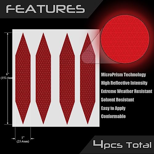 SlickMod - Reflective Hexagon Decal Sticker Stripes for Motorcycle Helmet - High Visibility Safety (4. Red) - color: 4. Red