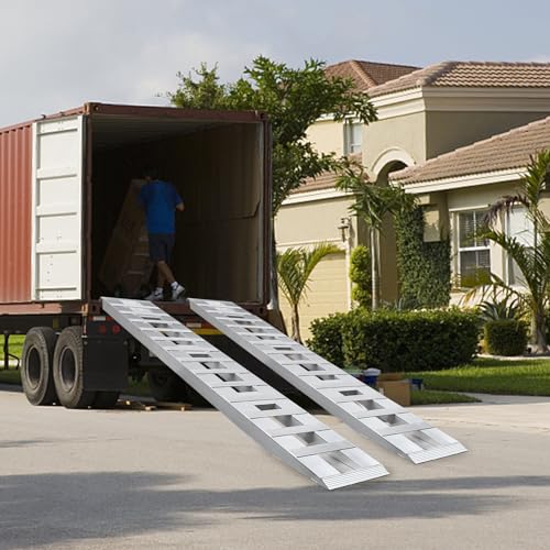 Fold Ramps with Treads 2 Pack 6000lb Aluminum Loading Ramps Folding Heavy Duty Motorcycle Ramp 80" x 15" Truck Car Auto Trailer Ramp for Motorcycles UTVs ATVs Trucks Lawnmowers - size: 2Pcs 80" x 15" 6000Lbs Truck Ramps