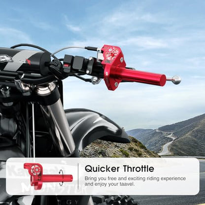 Throttle Grip Throttle Cable Motorcycle 22mm Universal CNC Aluminum Accelerator Throttle Twist Grips Handlebars for KLX CR CRF EXC XR TTR CB SSR ATV Dirt Bike Pit Bike - color: Red