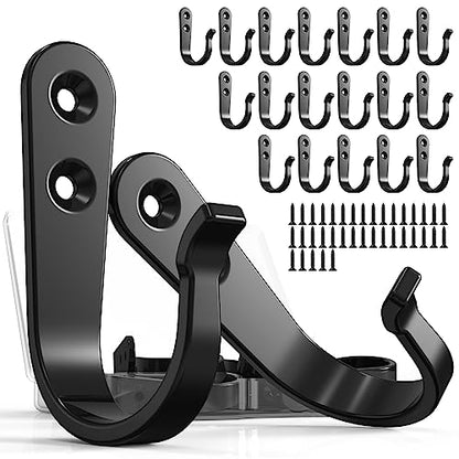 BREYDROK 20PCS Heavy Duty Metal Coat Hooks for Wall, Single Prong Hanging Hooks with 40 Screws for Towels, Backpacks, Hats & Dog Leashes - color: 20pcs + Black