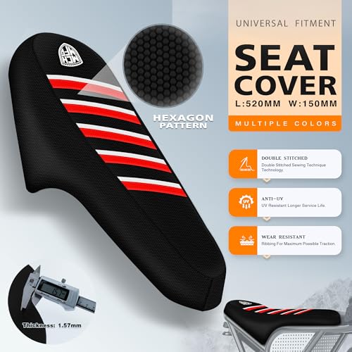 Ribbed Ebike Seat Cover Compatible with Ridstar Q20 Electric Bike Non-Slip Waterproof Anti-UV Protect Seat Cushion (Red White) - color: Red White