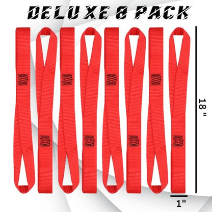 BoxerTool Soft Loop Tie Down Straps (8 Pack) USA Assembly - Loops for Securing ATV, UTV, Motorcycles, Scooters, Dirt Bikes, Lawn & Garden Equipment