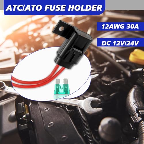 BOJACK Waterproof Inline Fuse Holder 12V with Cover, ATO/ATC Blade Fuse Holder 12AWG 30A, Automotive/Marine/Vehicle Weatherproof Protecting Circuits and Electrical Equipment(Pack of 6)