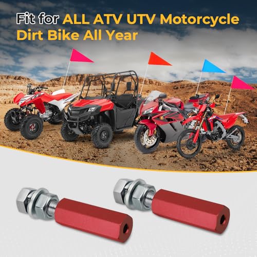 M MATI 2Pcs Quick Release Flag Pole Holder Red Hold 1/4'' Flag Poles for ATV UTV Motorcycle Dirt Bike All Year - color: Red
