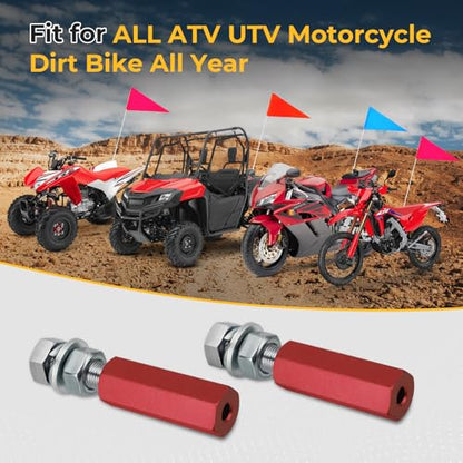 M MATI 2Pcs Quick Release Flag Pole Holder Red Hold 1/4'' Flag Poles for ATV UTV Motorcycle Dirt Bike All Year - color: Red