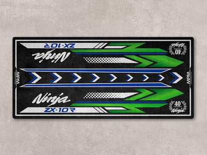 wibeart MPM Motorcycle Mat for ZX-10R Washable Non - Slip Oil & Water Resistant Parking Pitmat for Garage, Showroom, Workshop Use | Size 1: 86.6 x 39.4/220 x 100 cm