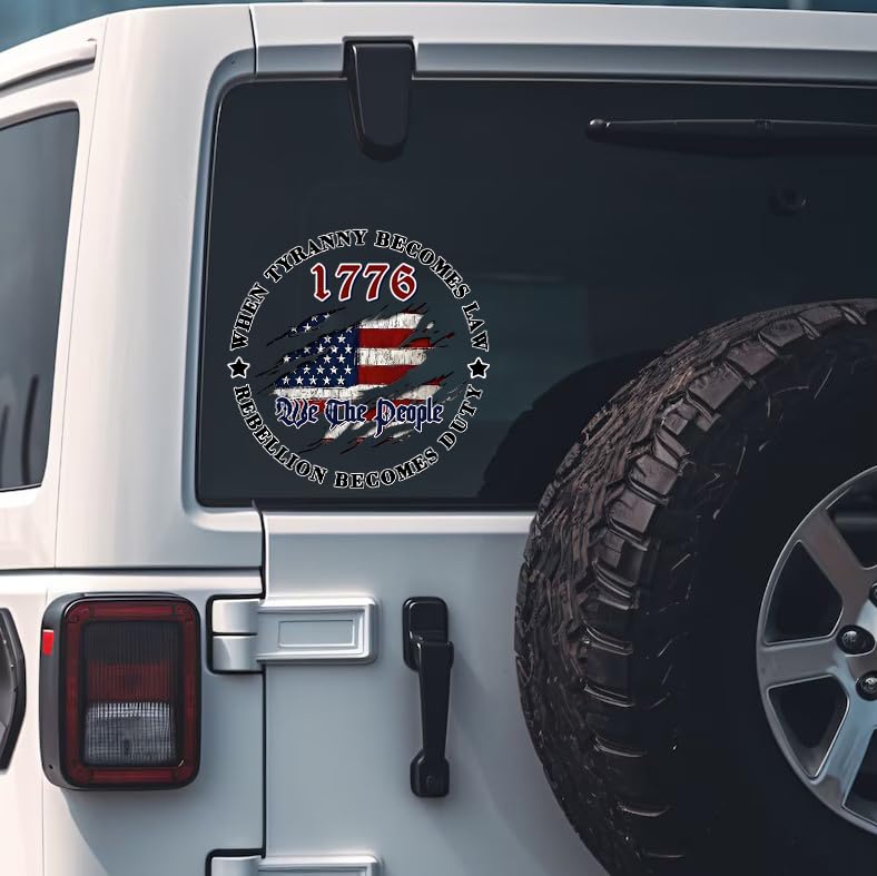 JLHAPPY1983-We The People Sticker Decals 1776 Distressed American USA Flag Decal-Patriotic Vinyl Decal for Auto Car Truck SUV Window- Indoor and Outdoor Use-Waterproof